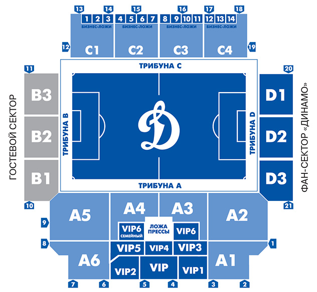 Схема стадиона динамо москва по секторам